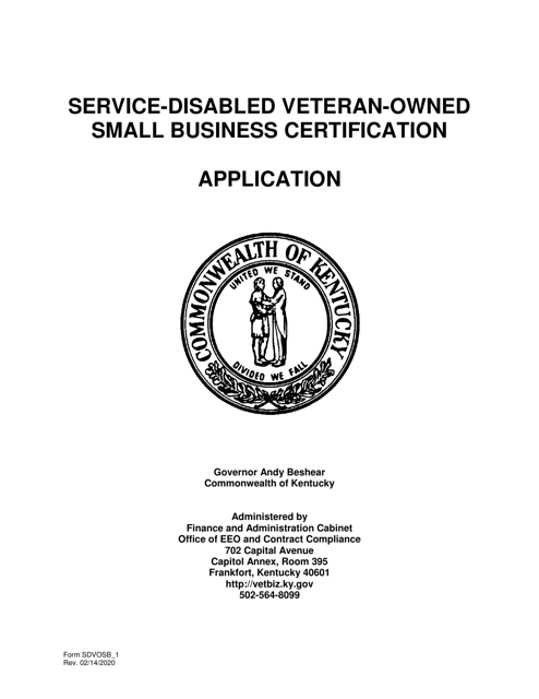 Form SDVOSB_1 Service-Disabled Veteran-Owned Small Business Certification Application - Kentucky