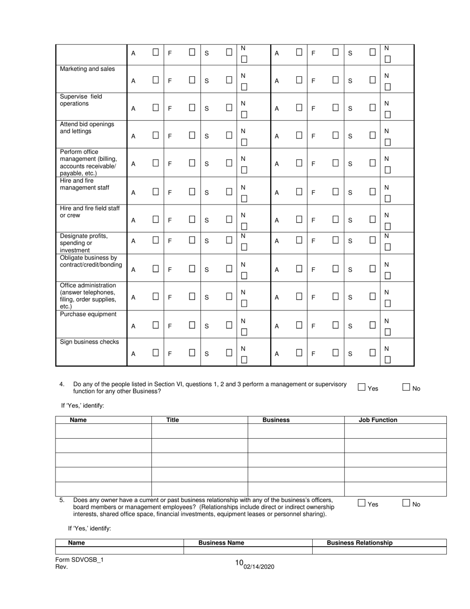 Form SDVOSB_1 Service-Disabled Veteran-Owned Small Business Certification Application - Kentucky, Page 11