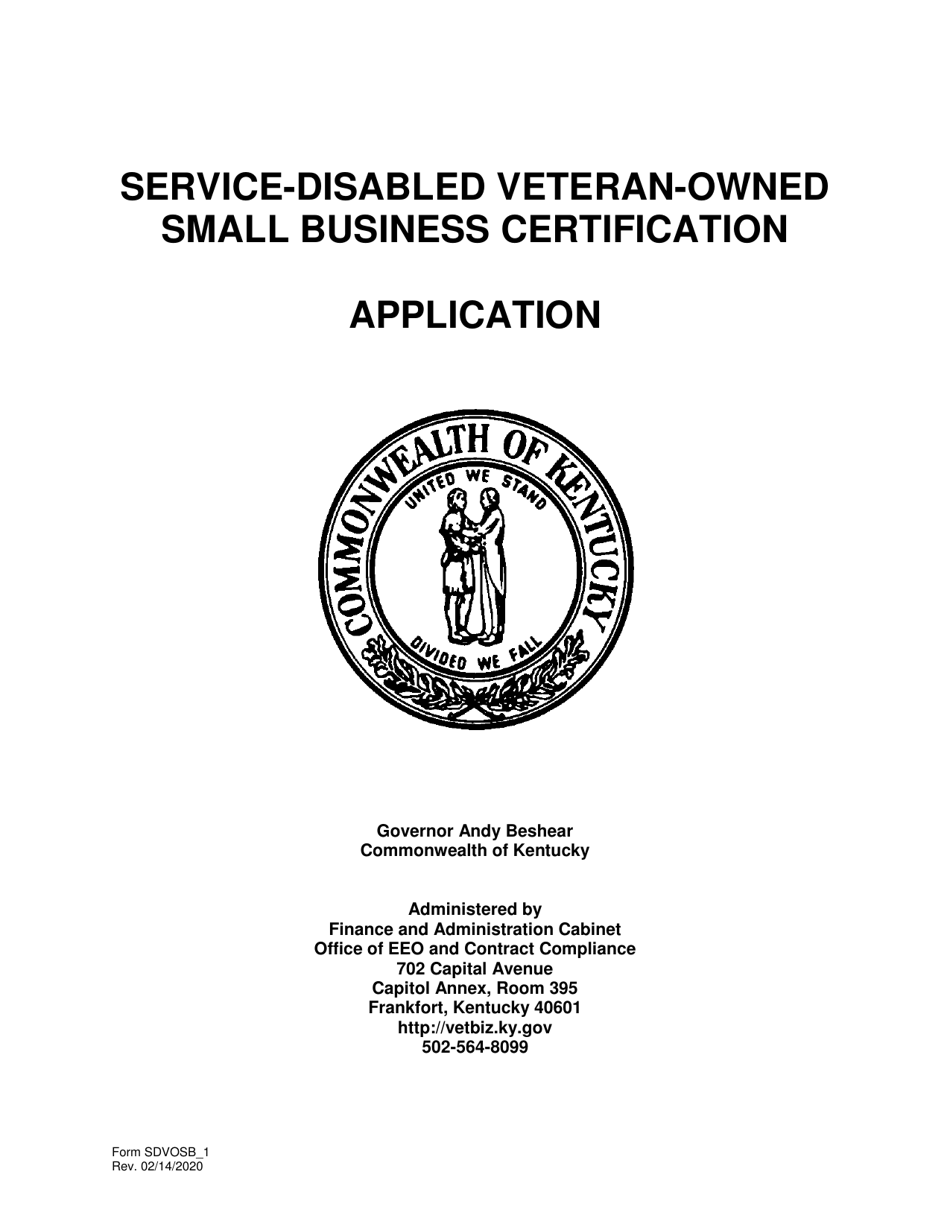 Form SDVOSB_1 Service-Disabled Veteran-Owned Small Business Certification Application - Kentucky, Page 1