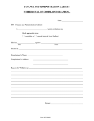 Form SP7.300022 Withdrawal of Complaint or Appeal - Kentucky