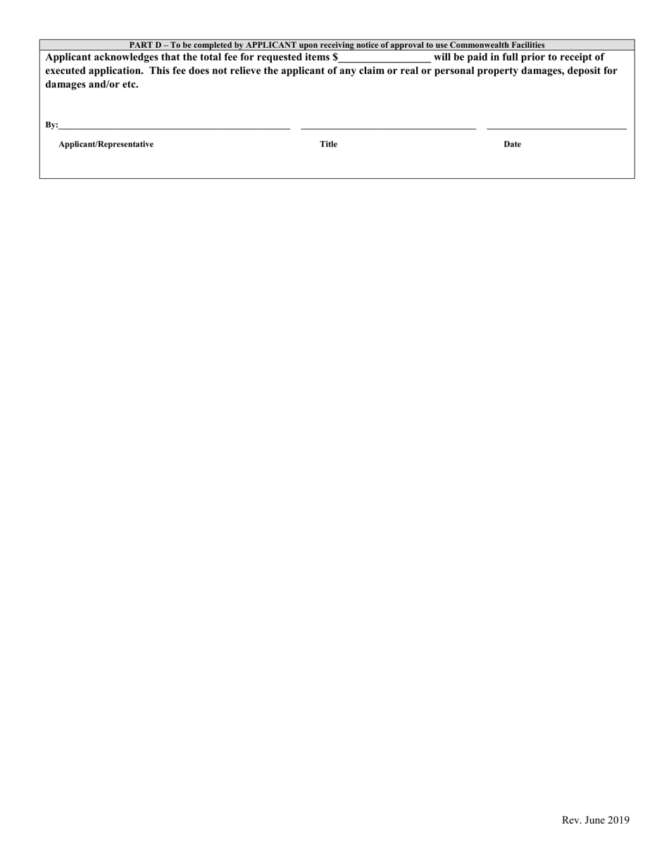 Application to Use State Facilities and Grounds - Kentucky, Page 4