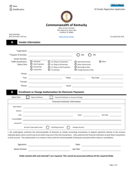 Document preview: Ez Vendor Registration Application - Kentucky