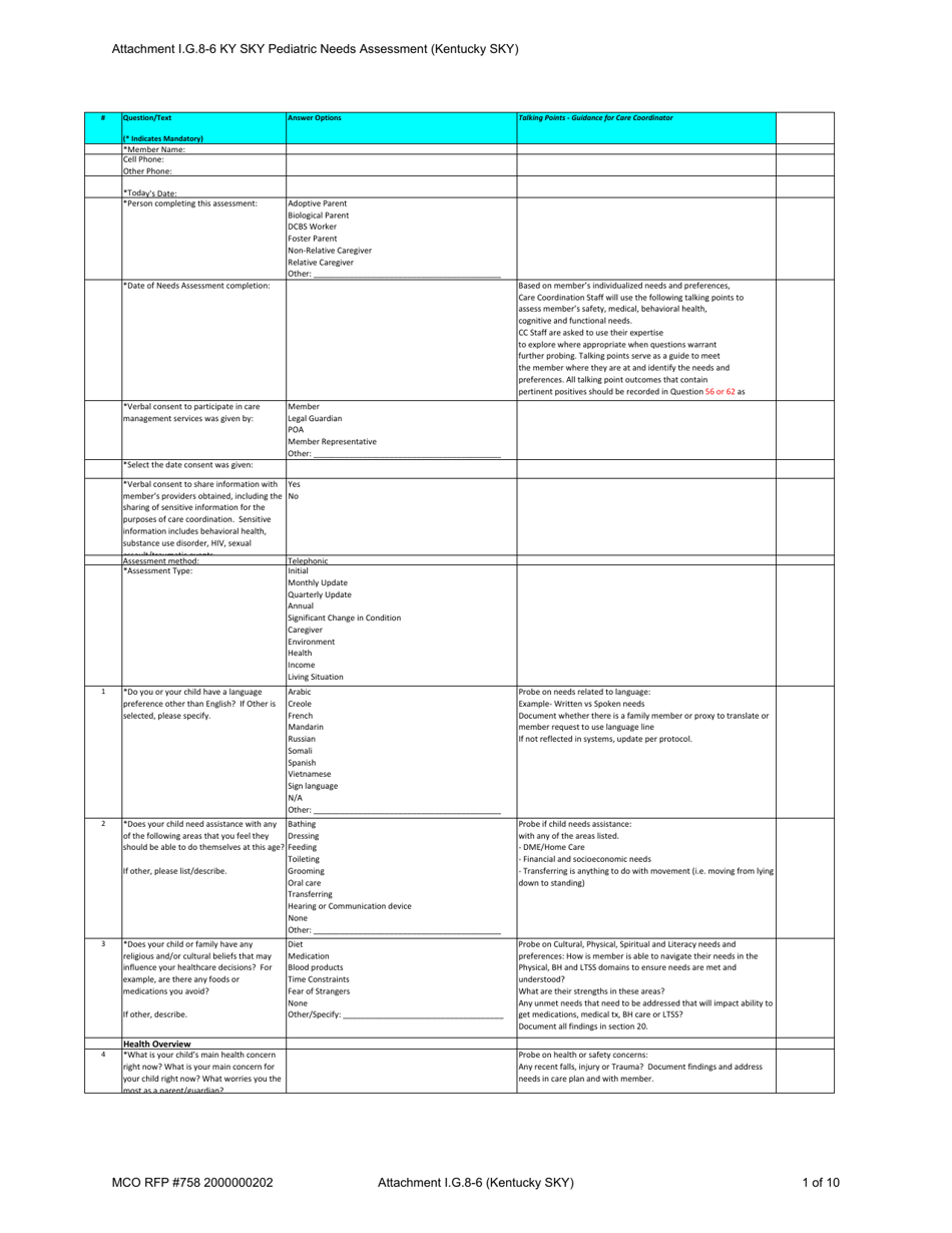 Kentucky Sky Pediatric Needs Assessment - Fill Out, Sign Online and ...