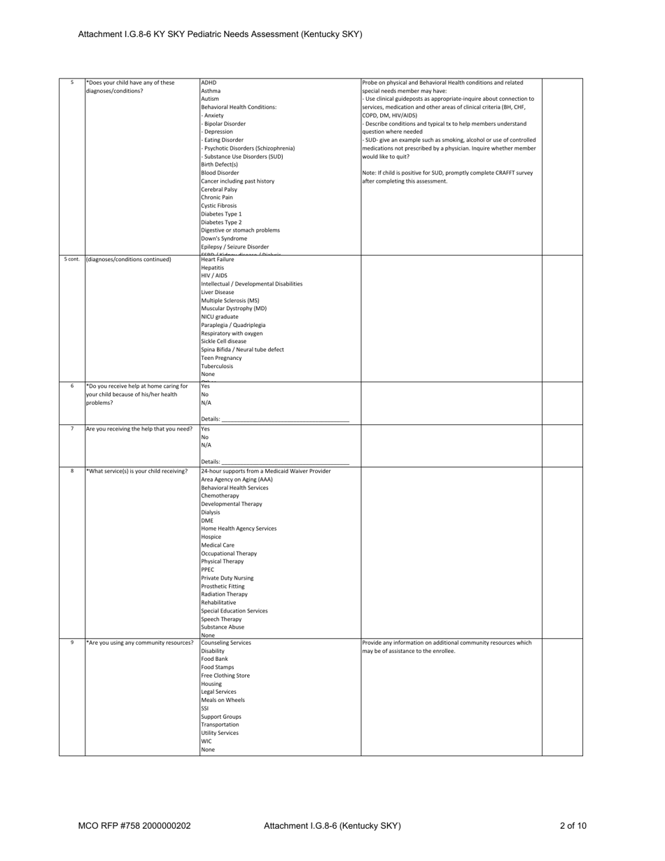 Attachment I.G.8-6 Sky Pediatric Needs Assessment - Kentucky, Page 2