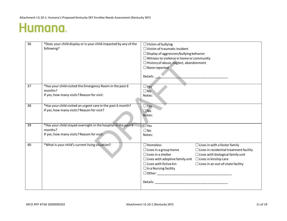 Attachment I.G.10-1 Humanas Proposed Kentucky Sky Enrollee Needs Assessment (Kentucky Sky) - Draft - Kentucky, Page 11