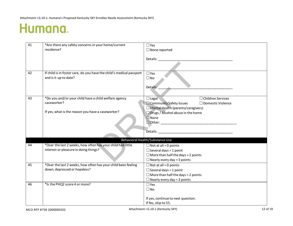 Attachment I.G.10-1 Humanas Proposed Kentucky Sky Enrollee Needs Assessment (Kentucky Sky) - Draft - Kentucky, Page 12