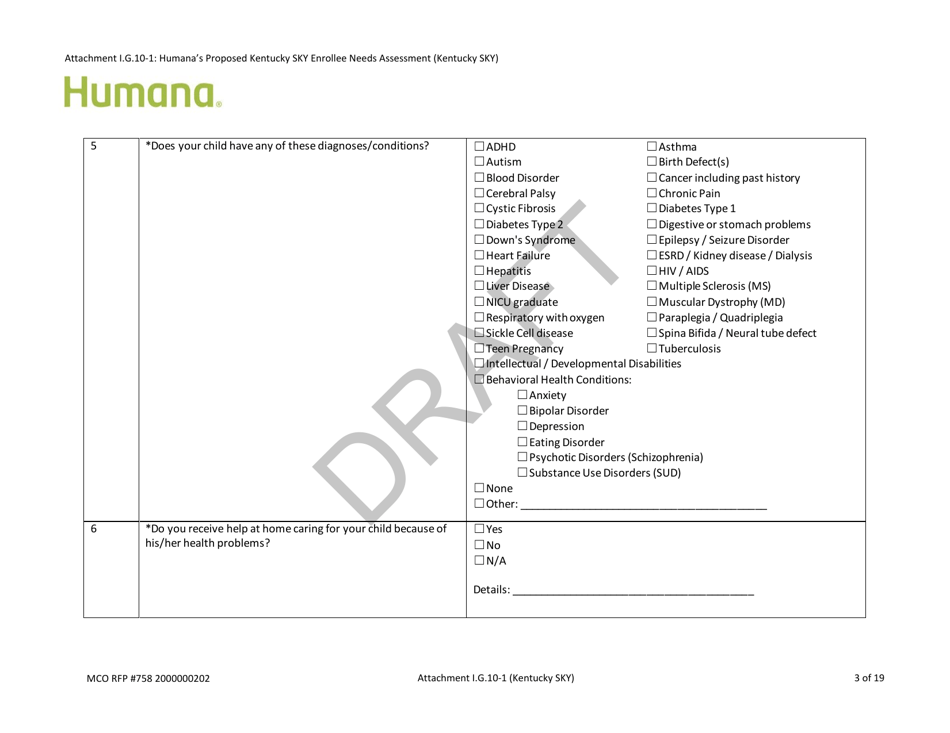 Attachment I.G.10-1 Humanas Proposed Kentucky Sky Enrollee Needs Assessment (Kentucky Sky) - Draft - Kentucky, Page 3