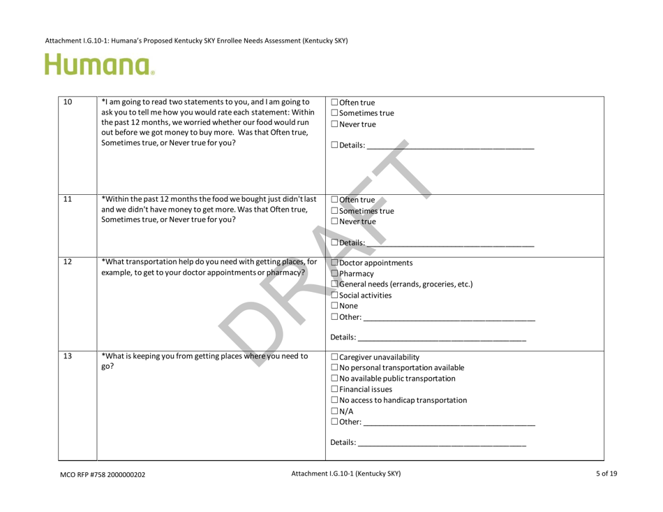 Attachment I.G.10-1 Humanas Proposed Kentucky Sky Enrollee Needs Assessment (Kentucky Sky) - Draft - Kentucky, Page 5