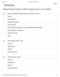Document preview: Attachment G.8-2 Pediatric Symptom Checklist-17 (Psc-17) Assessment for S Jones (3139521) - Kentucky