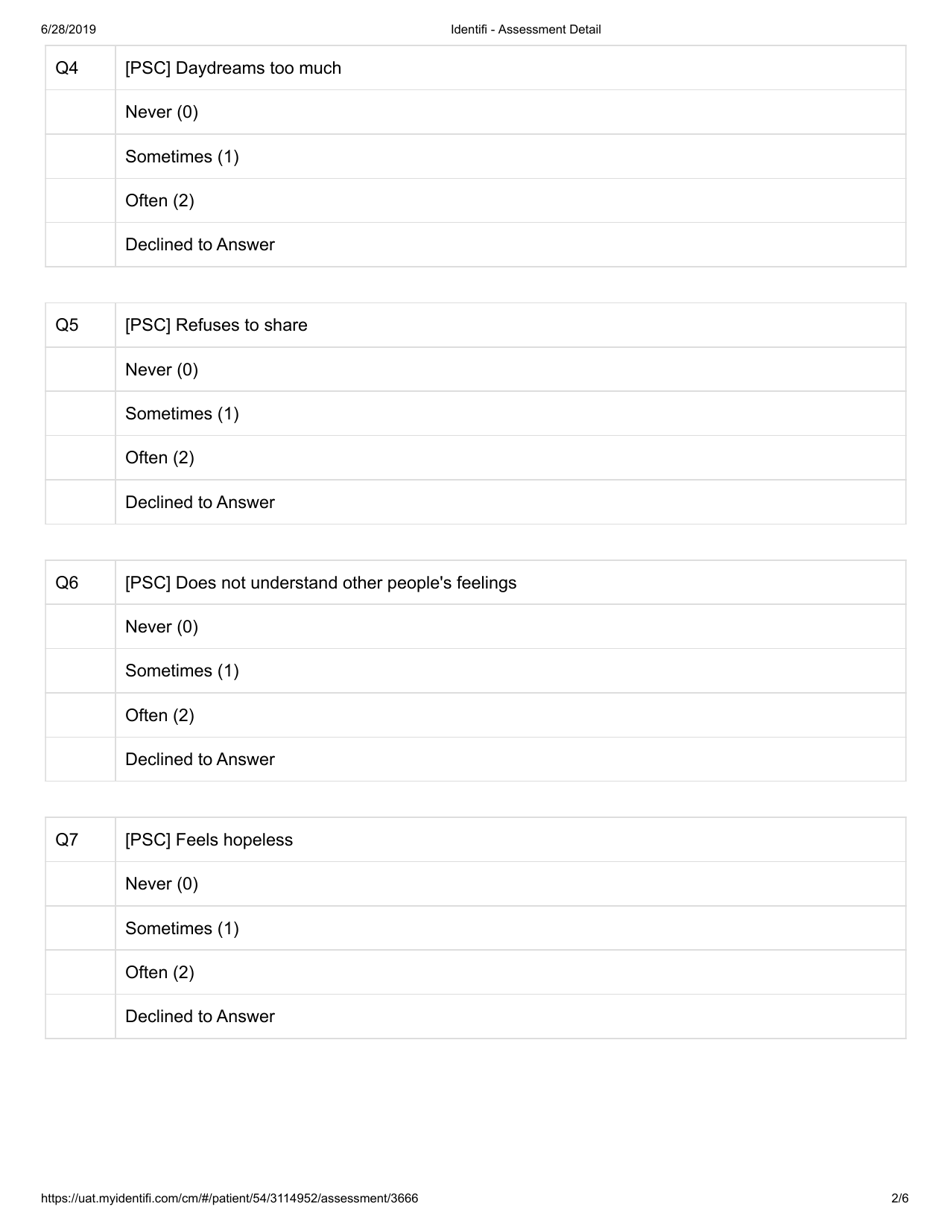 Attachment G.8-2 Pediatric Symptom Checklist-17 (Psc-17) Assessment for S Jones (3139521) - Kentucky, Page 2