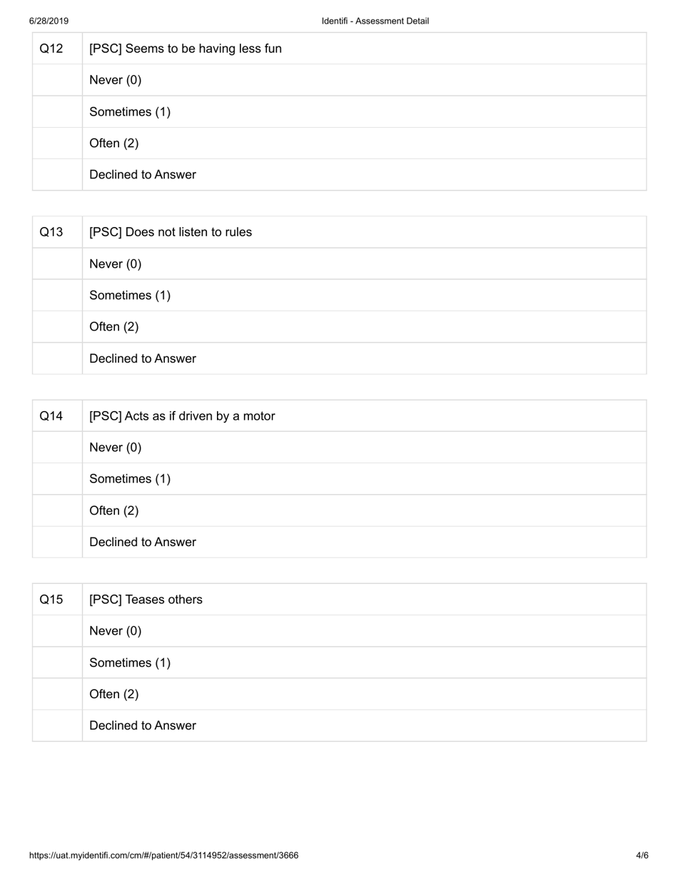 Attachment G.8-2 Pediatric Symptom Checklist-17 (Psc-17) Assessment for S Jones (3139521) - Kentucky, Page 4