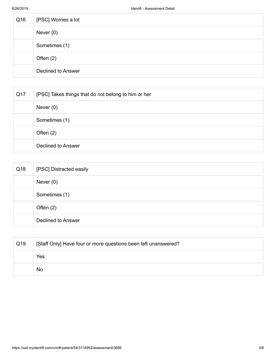 Attachment G.8-2 Pediatric Symptom Checklist-17 (Psc-17) Assessment for S Jones (3139521) - Kentucky, Page 5