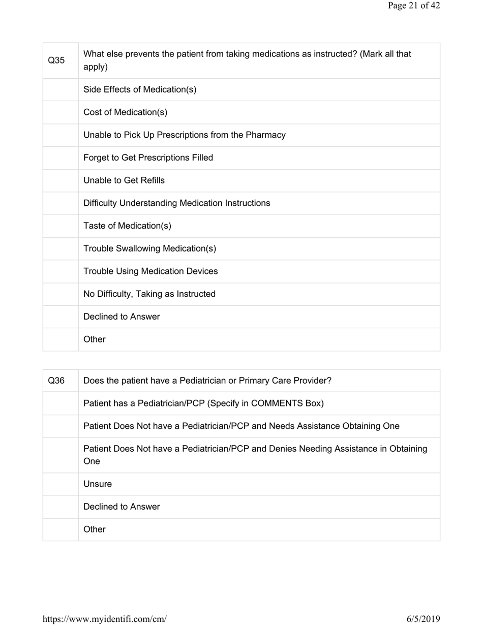 Attachment G.8-6 Catastrophic Care - Pediatrics Assessment for Member Name - Kentucky, Page 21