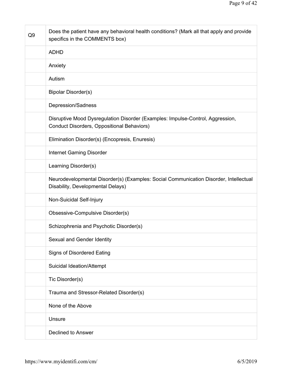 Attachment G.8-6 Catastrophic Care - Pediatrics Assessment for Member Name - Kentucky, Page 9