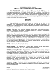 Attachment C.18.D United Behavioral Health Facility Participating Provider Agreement - Kentucky