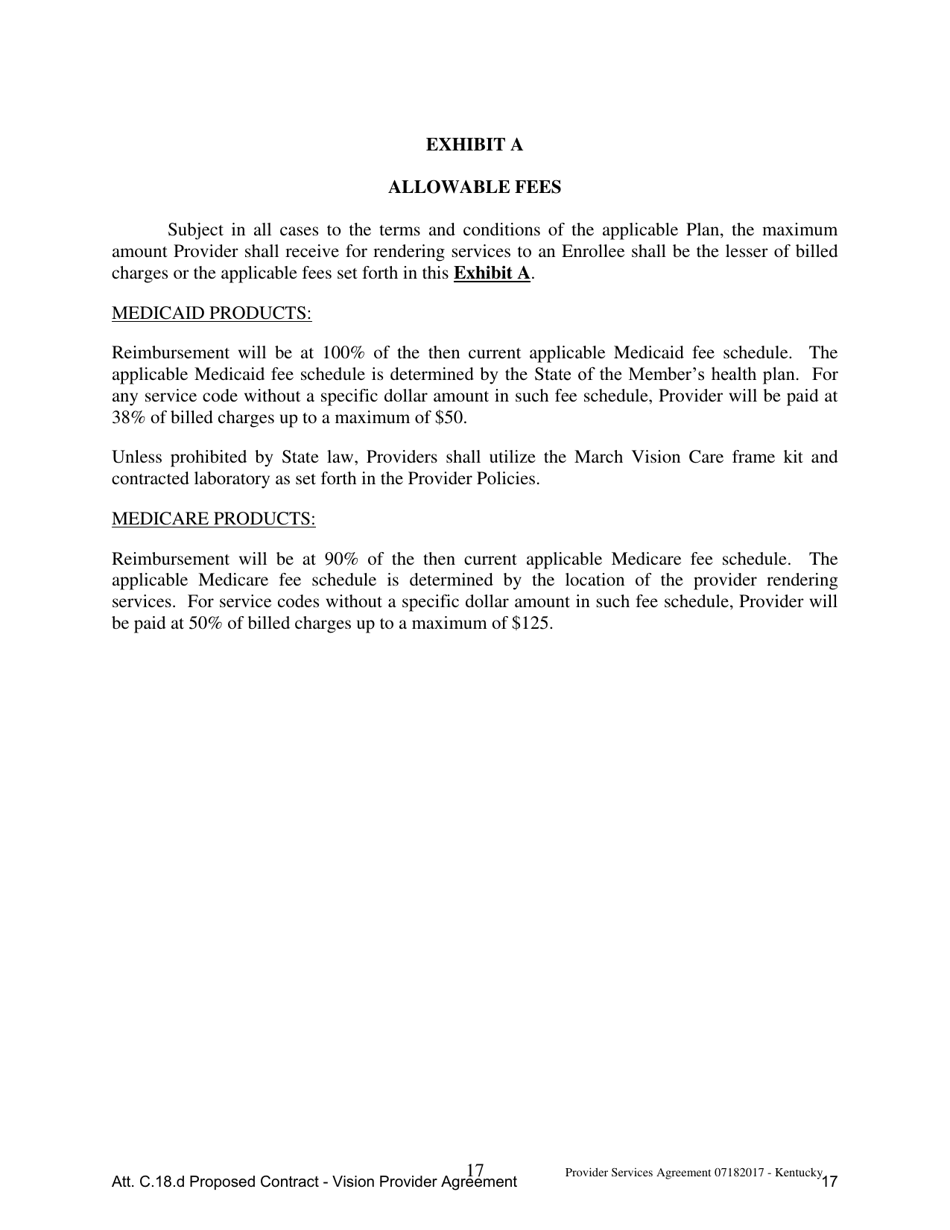 Attachment C.18.D Vision Provider Agreement - Kentucky, Page 17