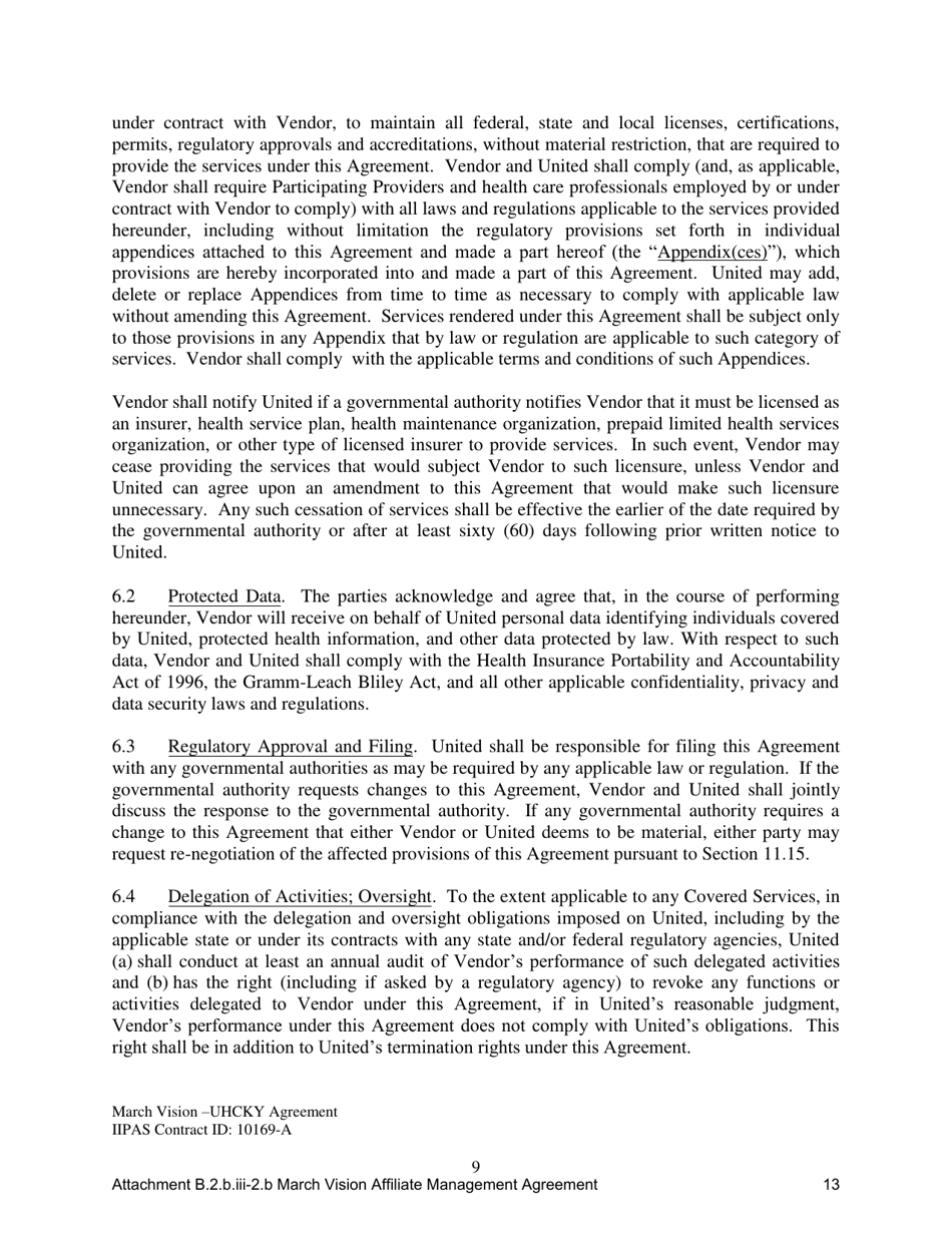 Attachment B.2.B.III-2.B First Amendment to the Vision Services Agreement - Kentucky, Page 13