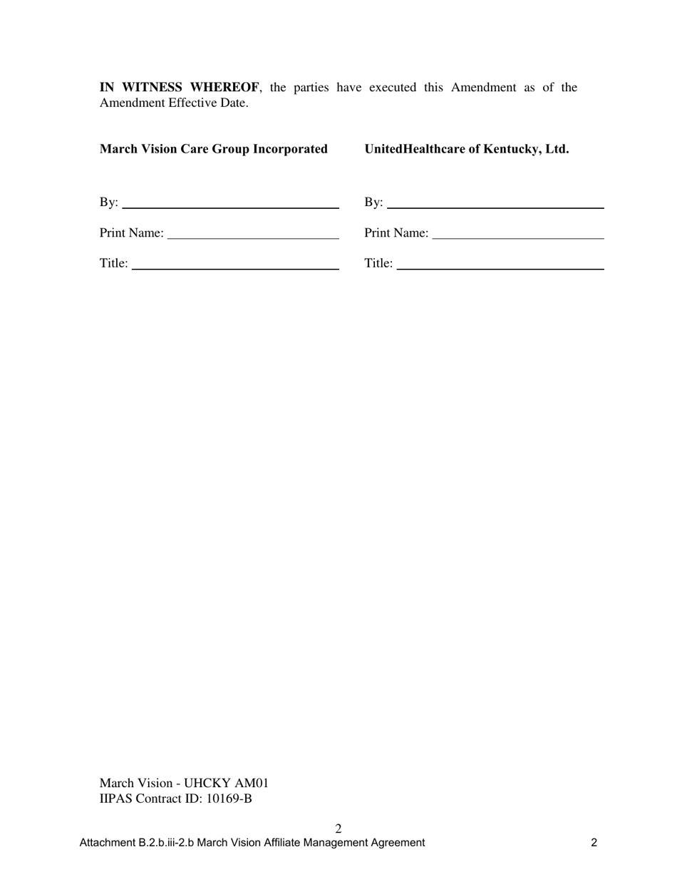 Attachment B.2.B.III-2.B First Amendment to the Vision Services Agreement - Kentucky, Page 2