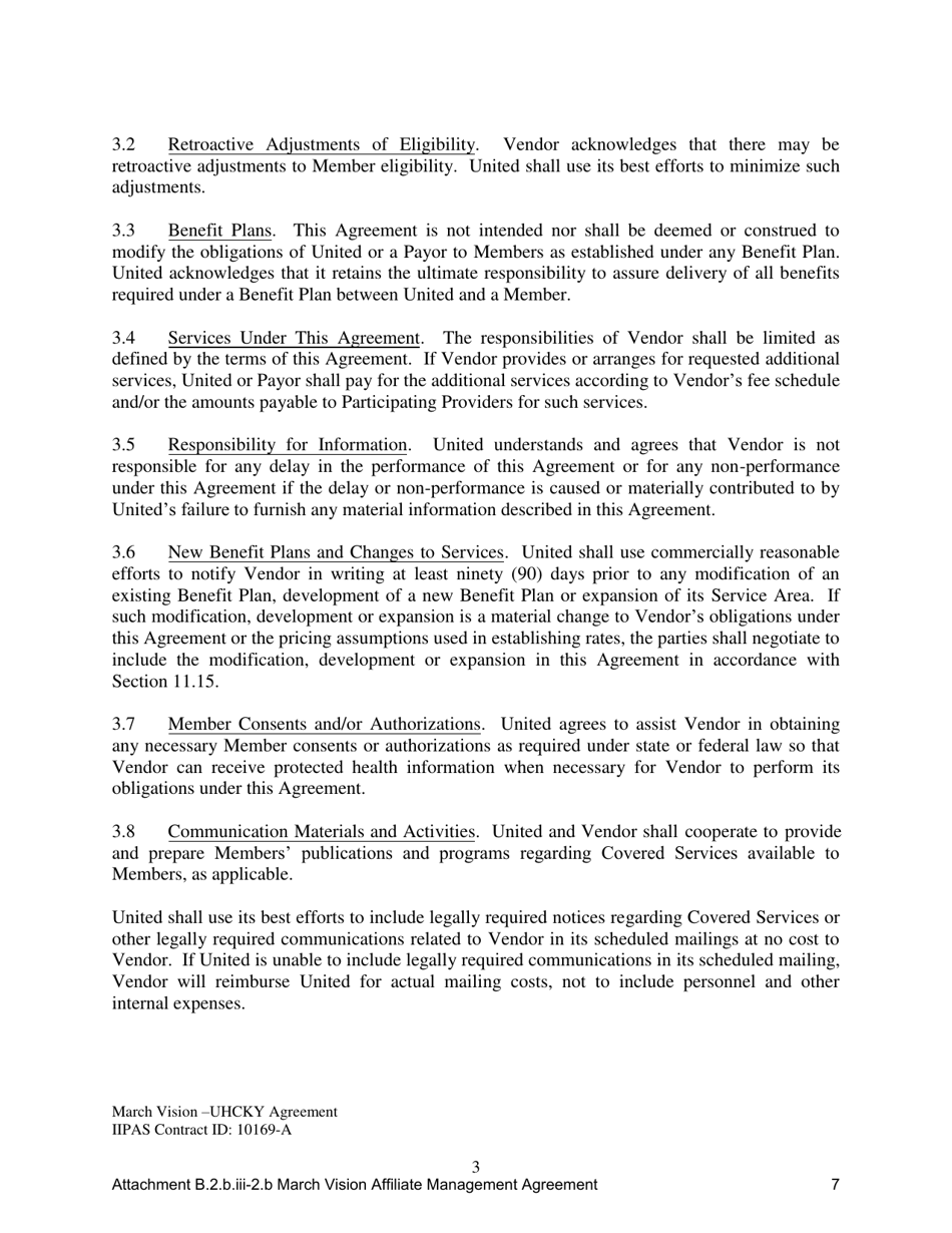 Attachment B.2.B.III-2.B First Amendment to the Vision Services Agreement - Kentucky, Page 7