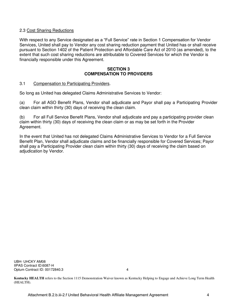 Attachment B.2.B.III-2.F Eighth Amendment to the Behavioral Health Services Agreement - Kentucky, Page 4