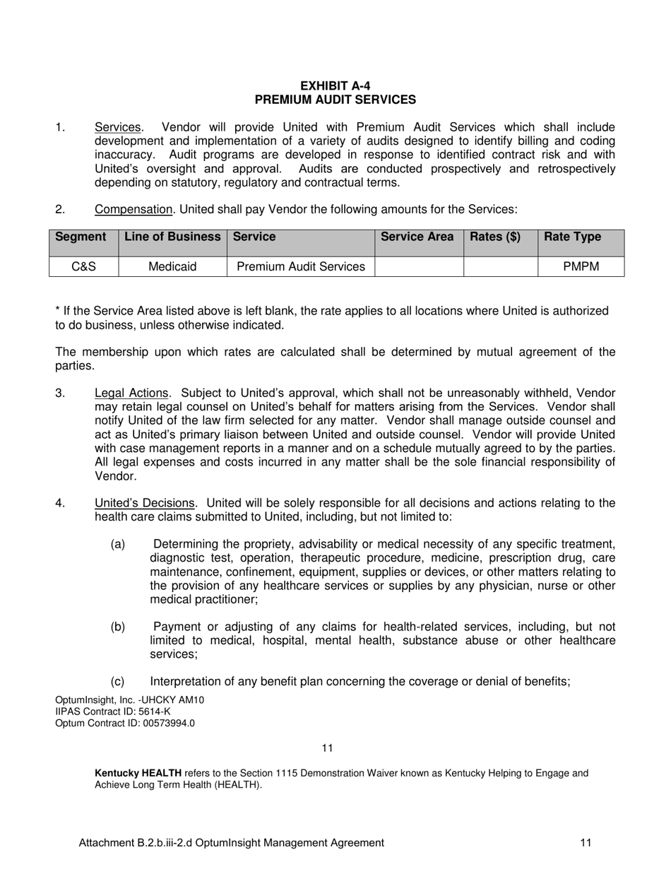 Attachment B.2.B.III-2.D Tenth Amendment to the Optuminsight Services Agreement - Kentucky, Page 11