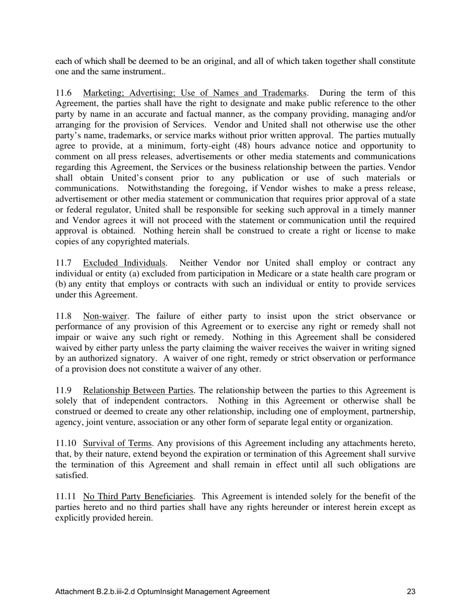 Attachment B.2.B.III-2.D Tenth Amendment to the Optuminsight Services Agreement - Kentucky, Page 23