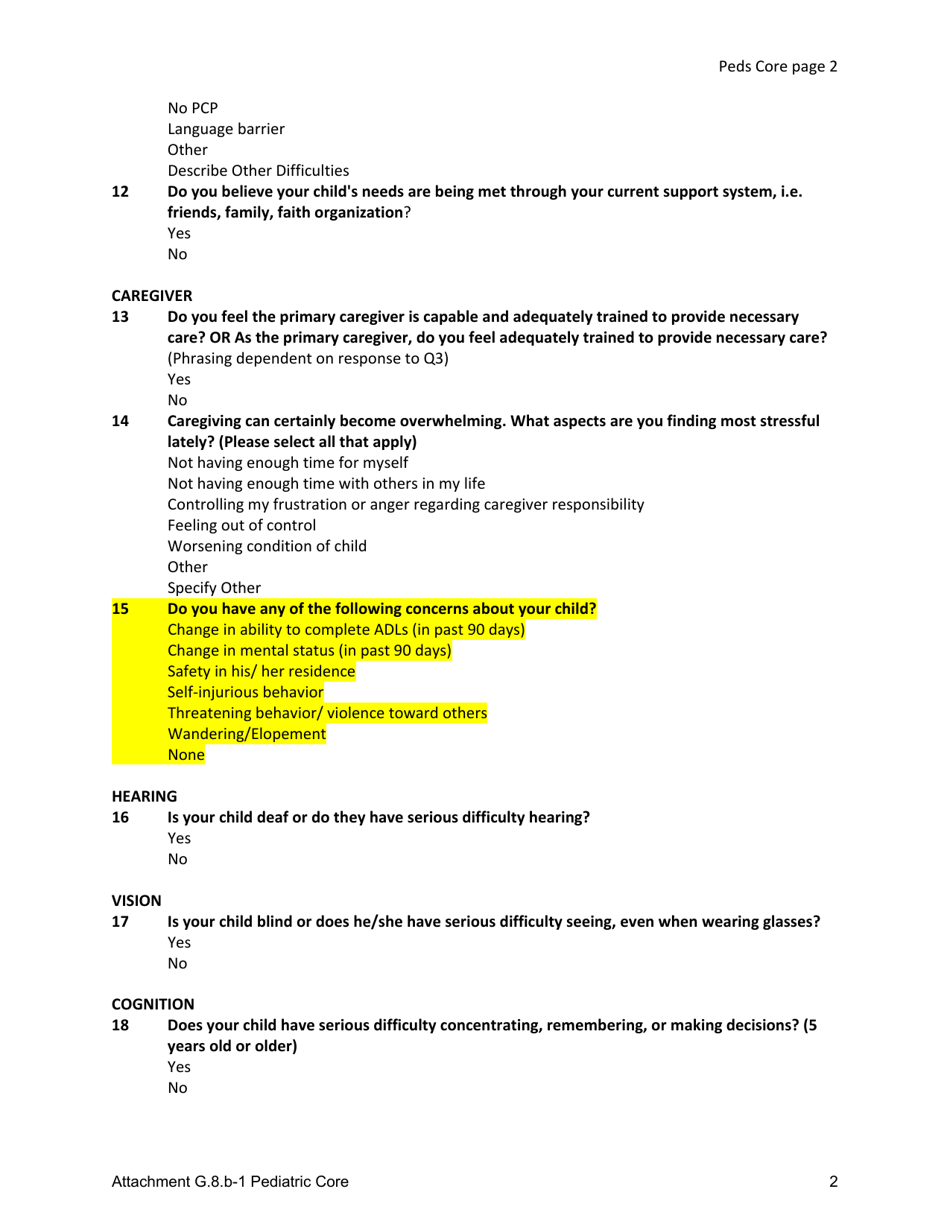 Attachment G.8.B-1 Pediatric Core - Kentucky, Page 2