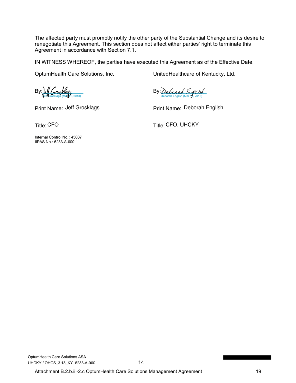 Attachment B.2.B.III-2.C Fourth Amendment to the Physical Health Services Agreement - Kentucky, Page 19