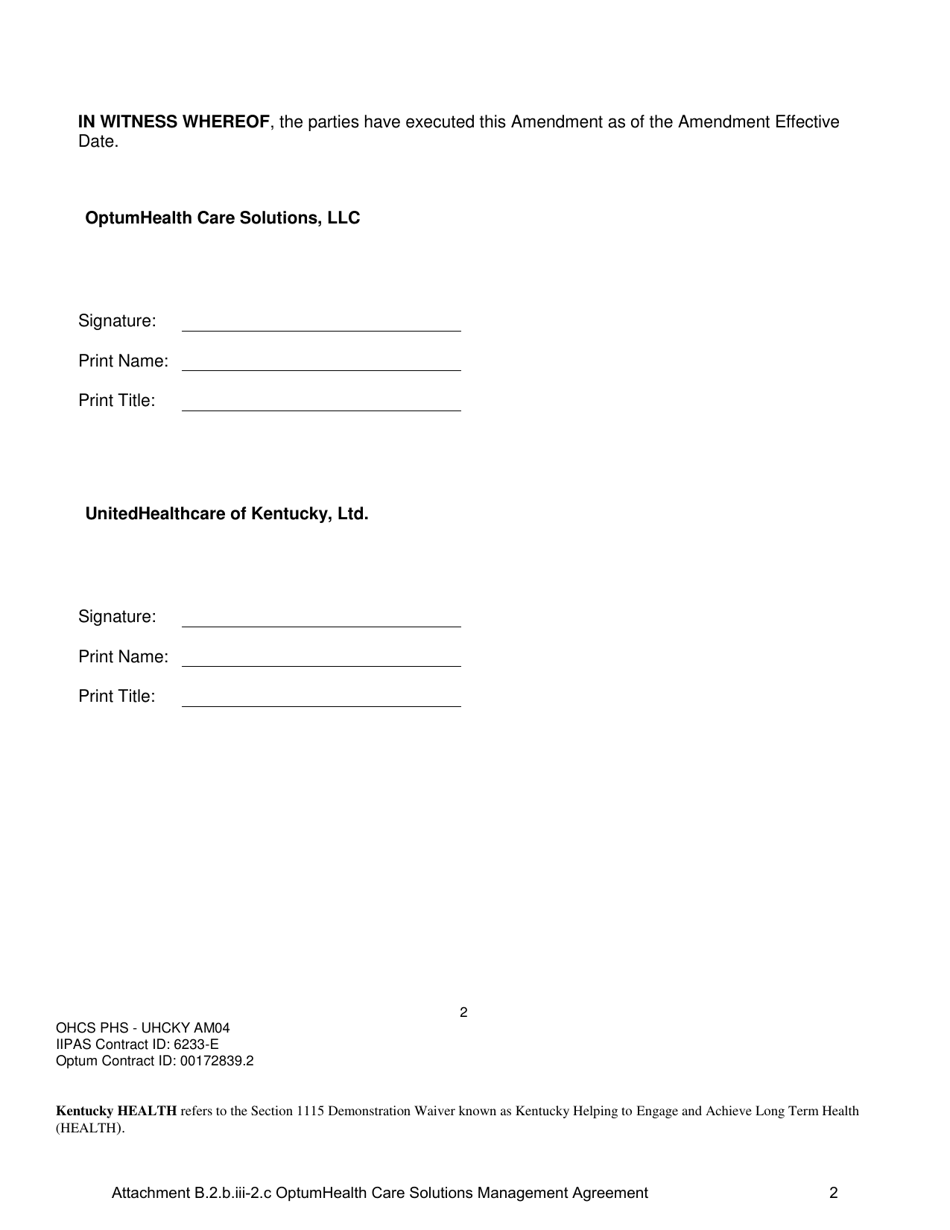 Attachment B.2.B.III-2.C Fourth Amendment to the Physical Health Services Agreement - Kentucky, Page 2