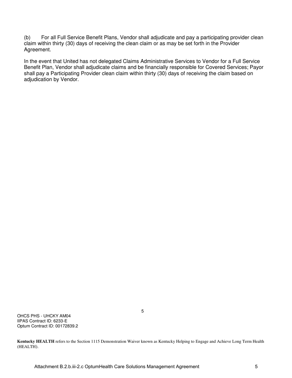Attachment B.2.B.III-2.C Fourth Amendment to the Physical Health Services Agreement - Kentucky, Page 5