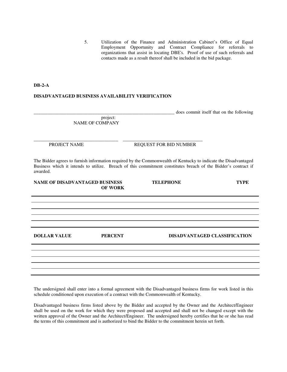 Exhibit F Disadvantaged Business Enterprise (Dbe) Participation - Kentucky, Page 2