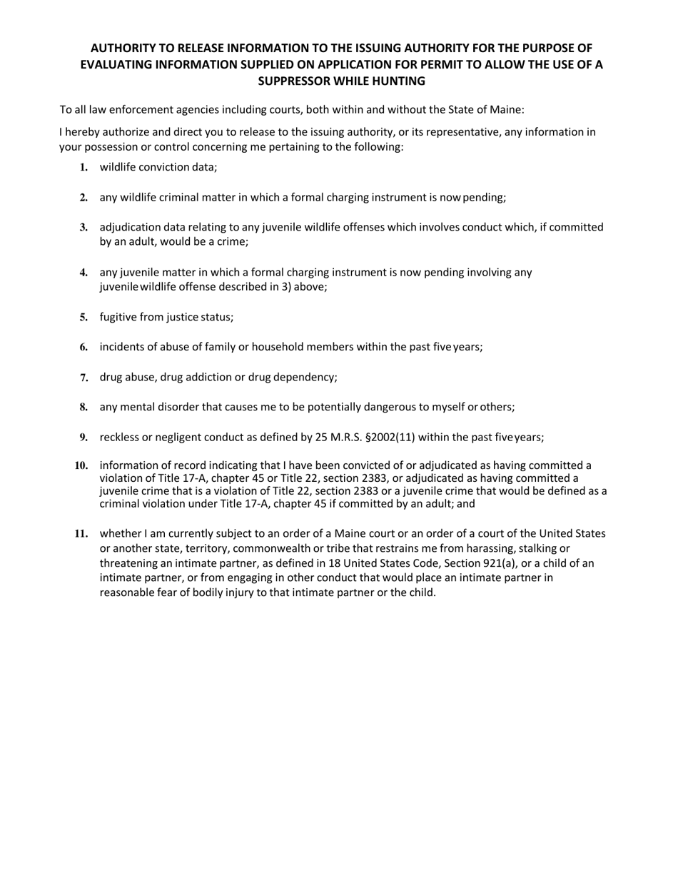 Application for a Permit to Allow the Use of a Suppressor While Hunting - Maine, Page 4