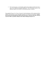 MDIFW Form EHR Request for Project Evaluation - Essential Habitats of Endangered and Threatened Species - Maine, Page 2