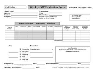 &quot;Weekly Ojt Evaluation Form&quot; - Maine