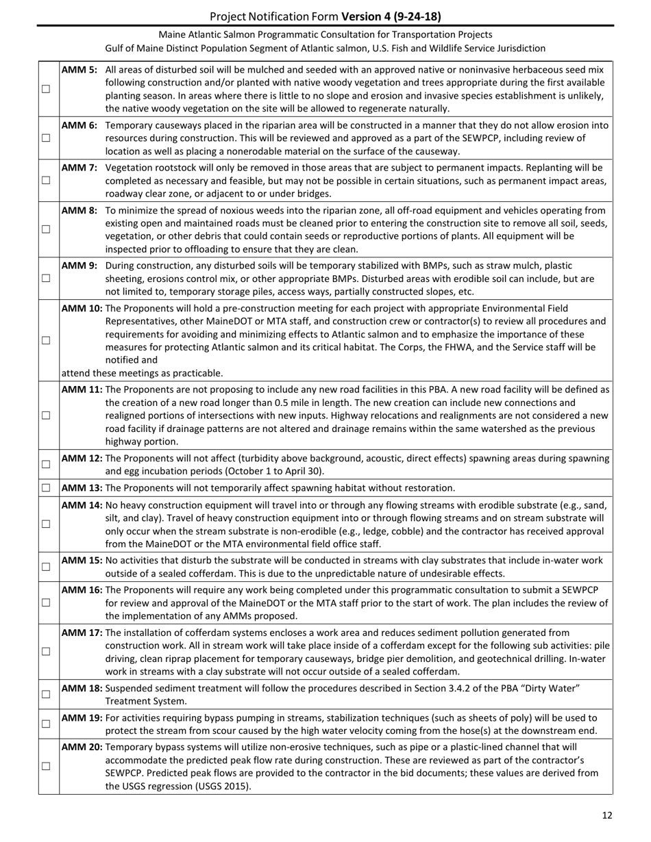 Project Notification Form - Maine, Page 12