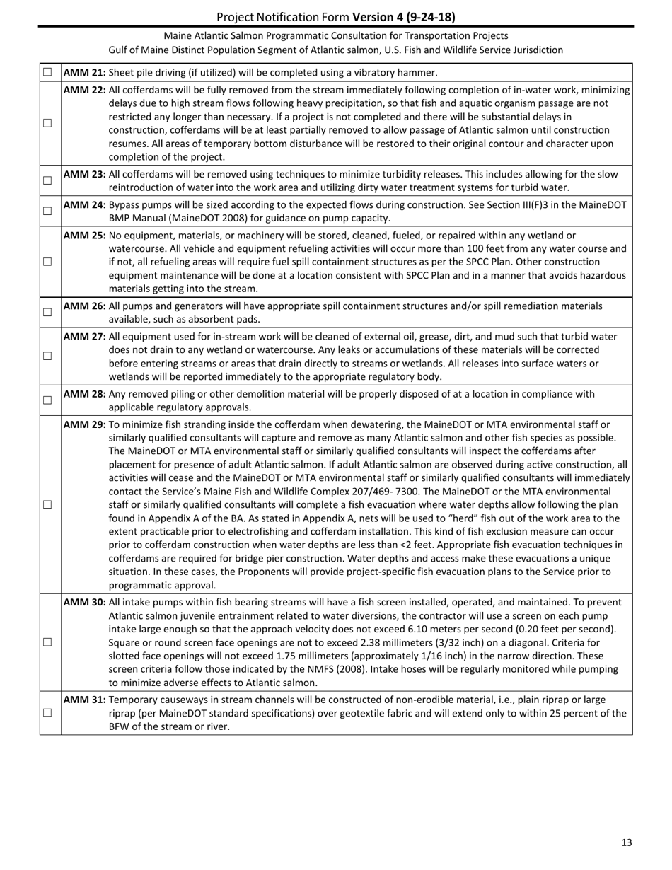 Project Notification Form - Maine, Page 13
