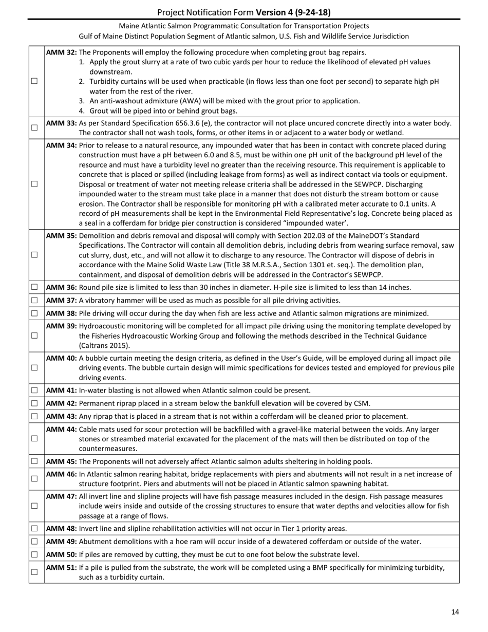Project Notification Form - Maine, Page 14