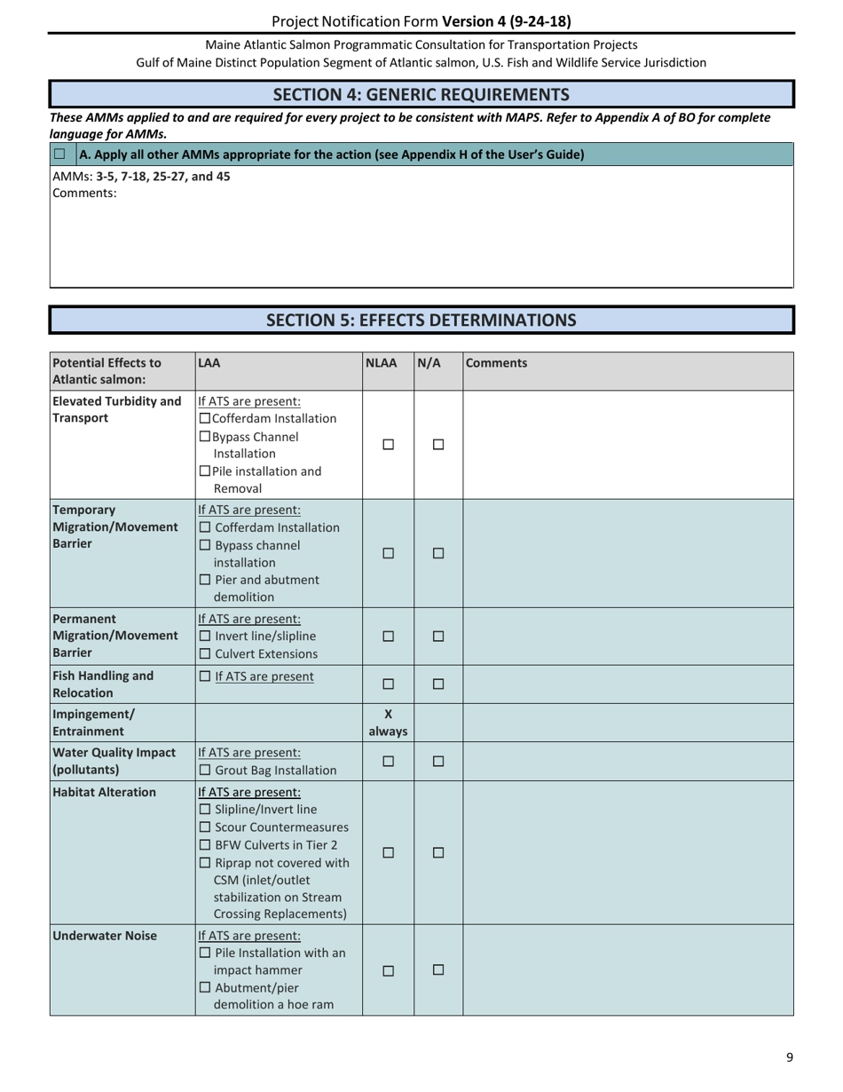 Project Notification Form - Maine, Page 9