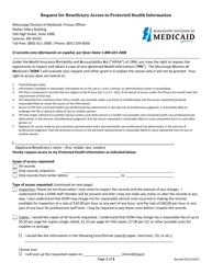Document preview: Request for Beneficiary Access to Protected Health Information - Mississippi