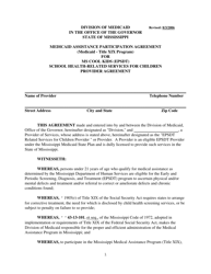 Document preview: Epsdt School Health Related Provider Agreement - Mississippi