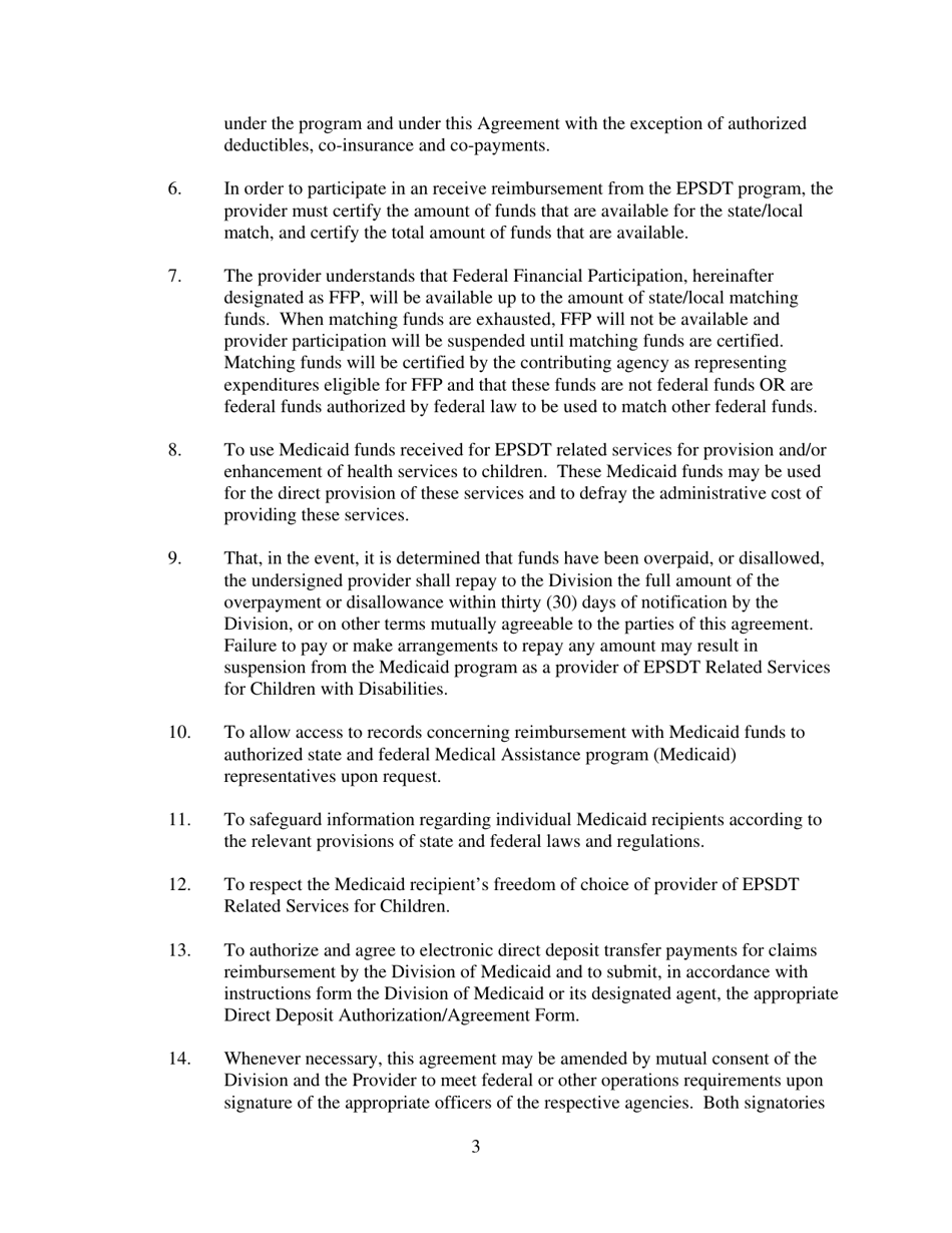 Epsdt School Health Related Provider Agreement - Mississippi, Page 3
