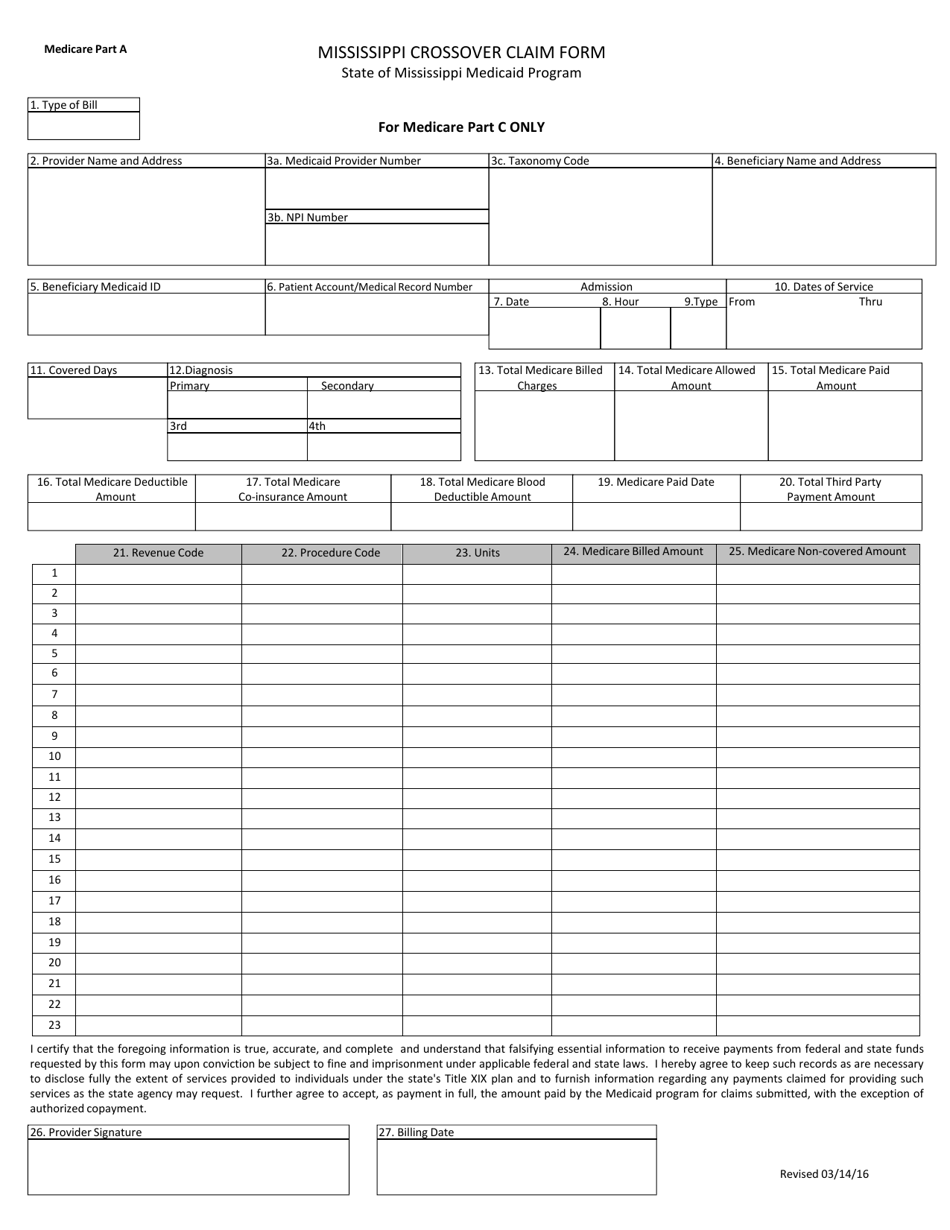 Part A Mississippi Crossover Claim Form - Mississippi, Page 5