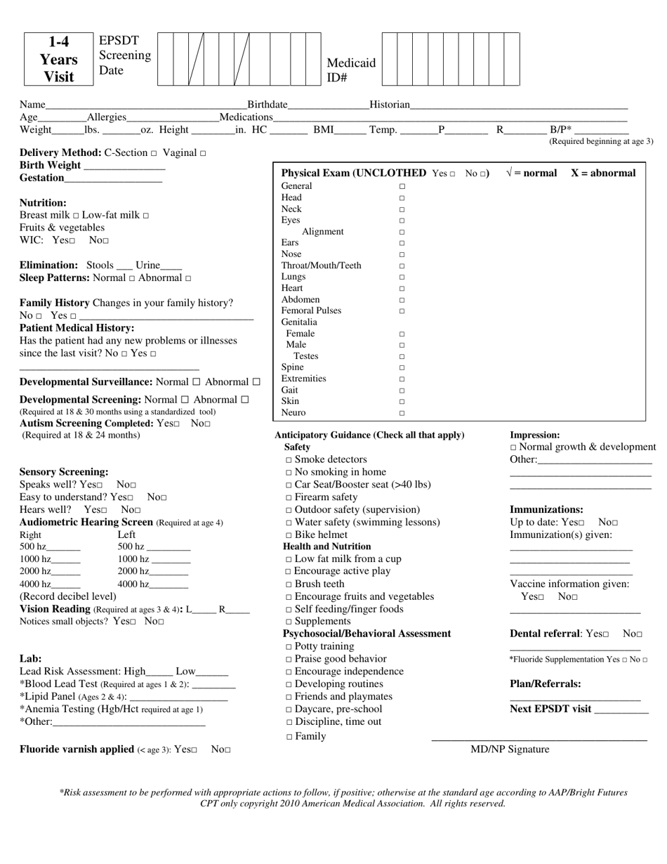 Mississippi 14 Years Epsdt Visit Form Fill Out, Sign Online and