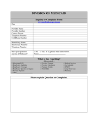 Document preview: Mississippican Inquiry/Complaint Form - Mississippi