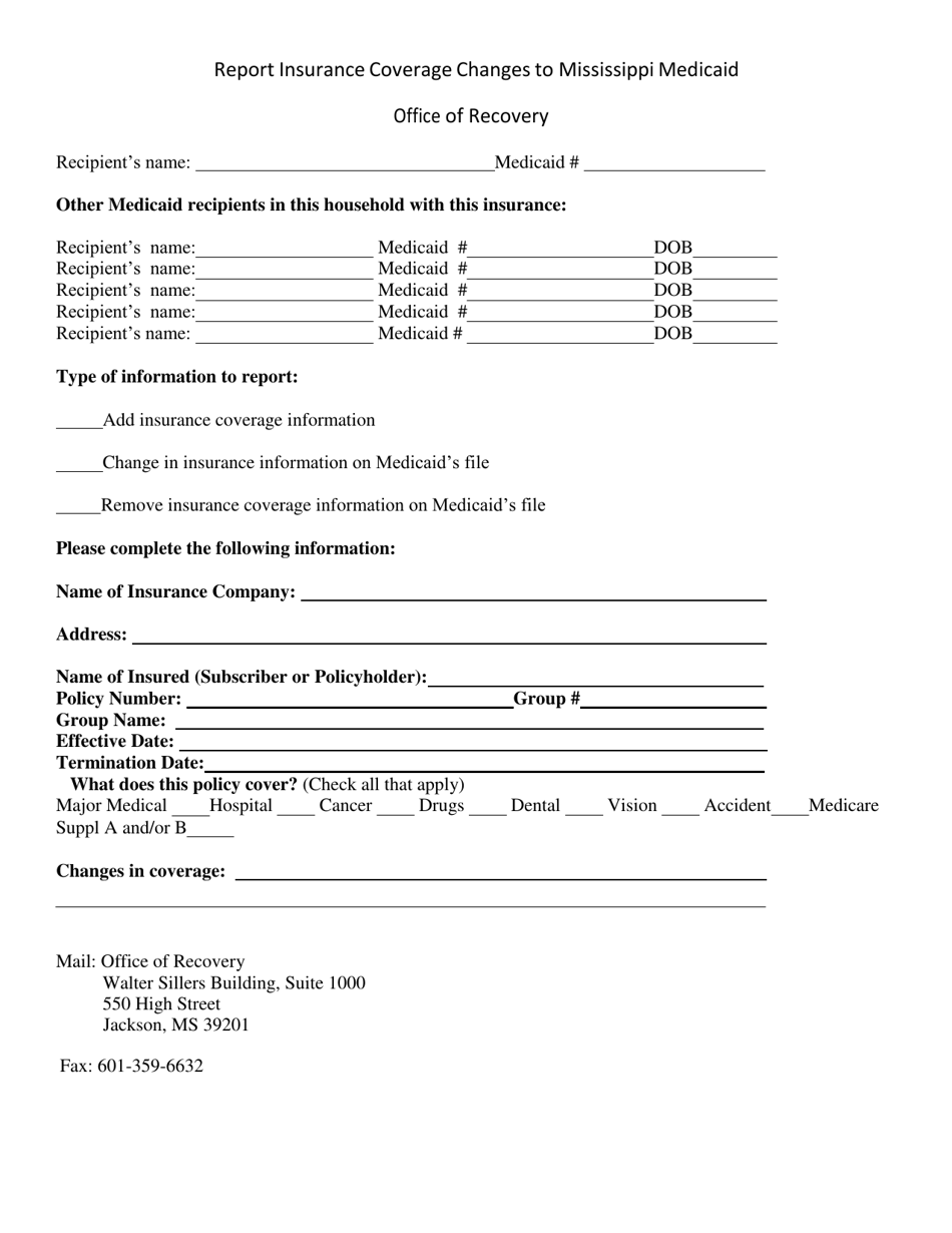 Mississippi Report Insurance Coverage Changes to Mississippi Medicaid ...