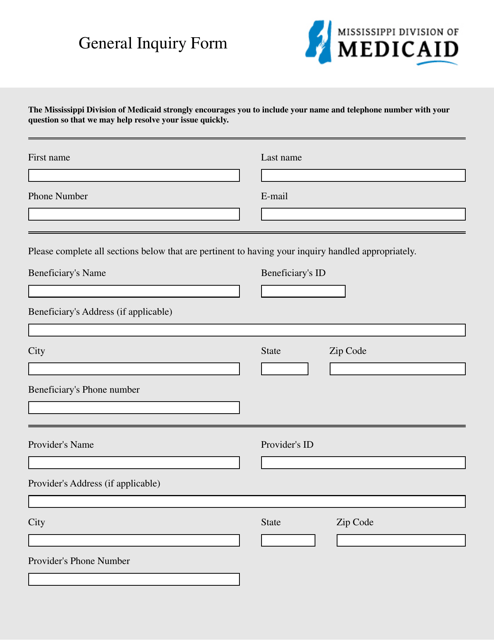 General Inquiry Form - Mississippi