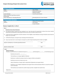 Document preview: Form DOM-1166 A Hospice Discharge/Hospice Revocation Form - Mississippi