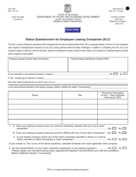 Form UIA1045 Status Questionnaire for Employee Leasing Companies (Elc) - Michigan