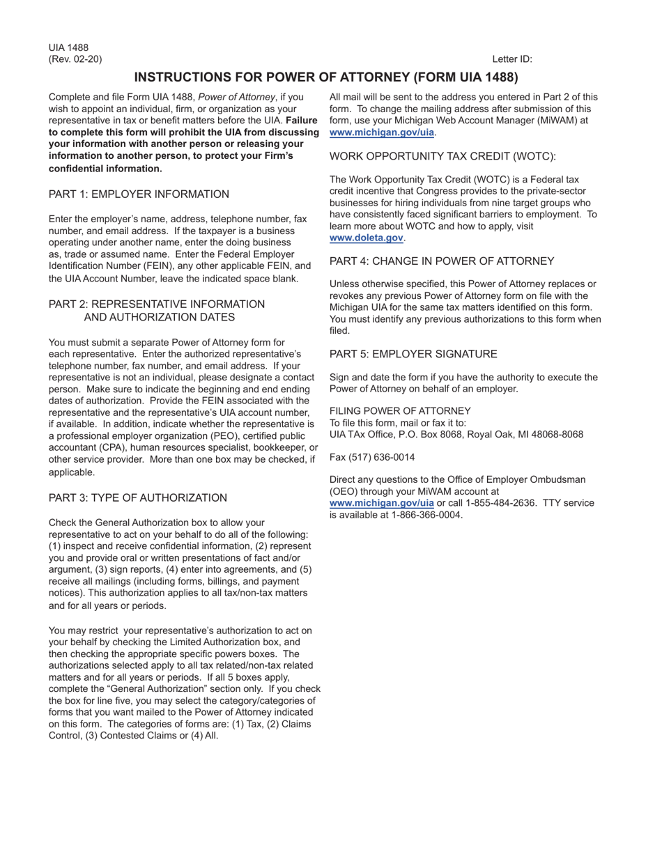 Form UIA1488 Power of Attorney (Poa) - Michigan, Page 3