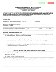 Form WC-105B Employer Disclosure Questionnaire - Michigan